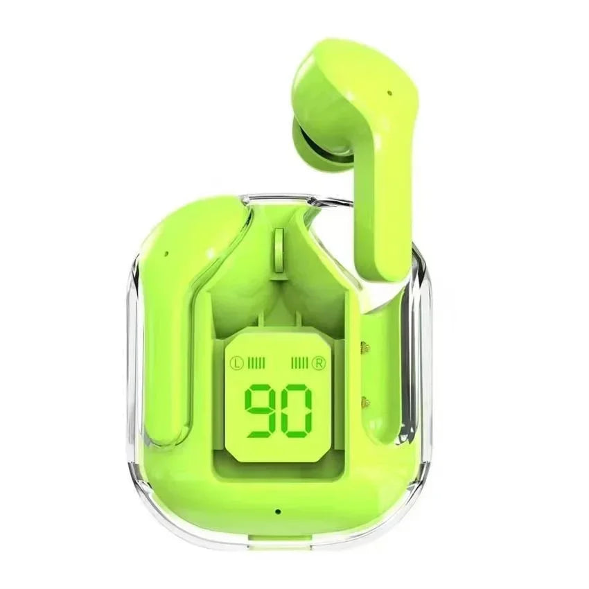 TWS Wireless Bluetooth Headset Transparent Design with LED Digital Display Stereo Sound Earphones for All Smartphones