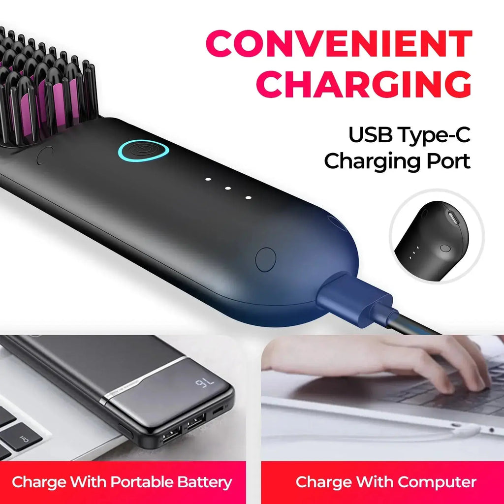 TYMO PORTA cordless hair straightener featuring USB Type-C charging for convenient power options.