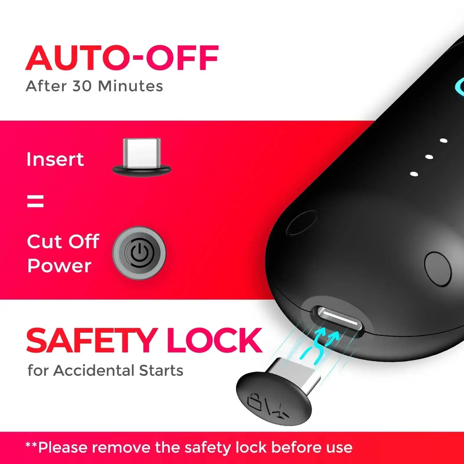 TYMO PORTA cordless hair straightener with automatic shut-off feature and safety lock to prevent accidental starts.
