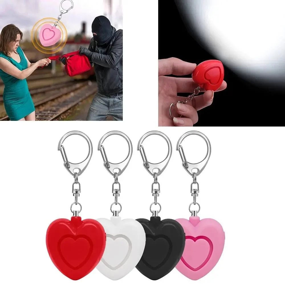 Security Defense Alarm 125dB LED Light Keychain Self Defense Emergency Safety Heart Shape Personal Security for Older Women